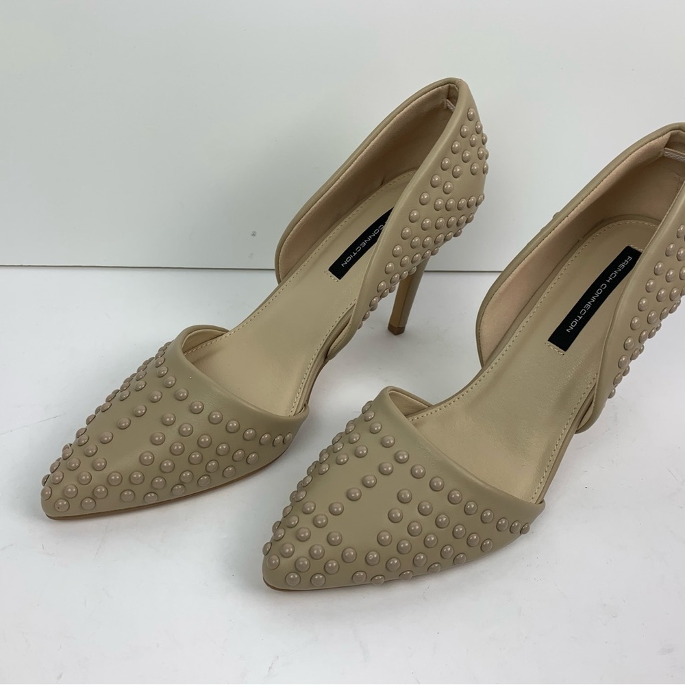 NEW French Connection size 10 Forever Studded Nude pump Office Siren Coquette